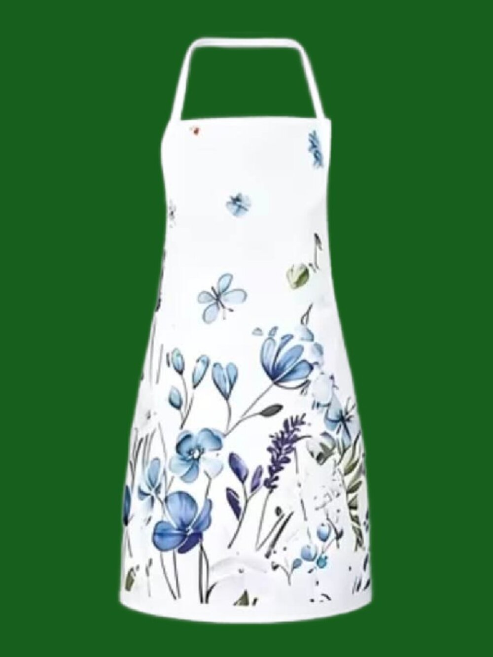 White / Blue Floral Apron Kitchen BBQ Baking Crafting Gardening NWT
